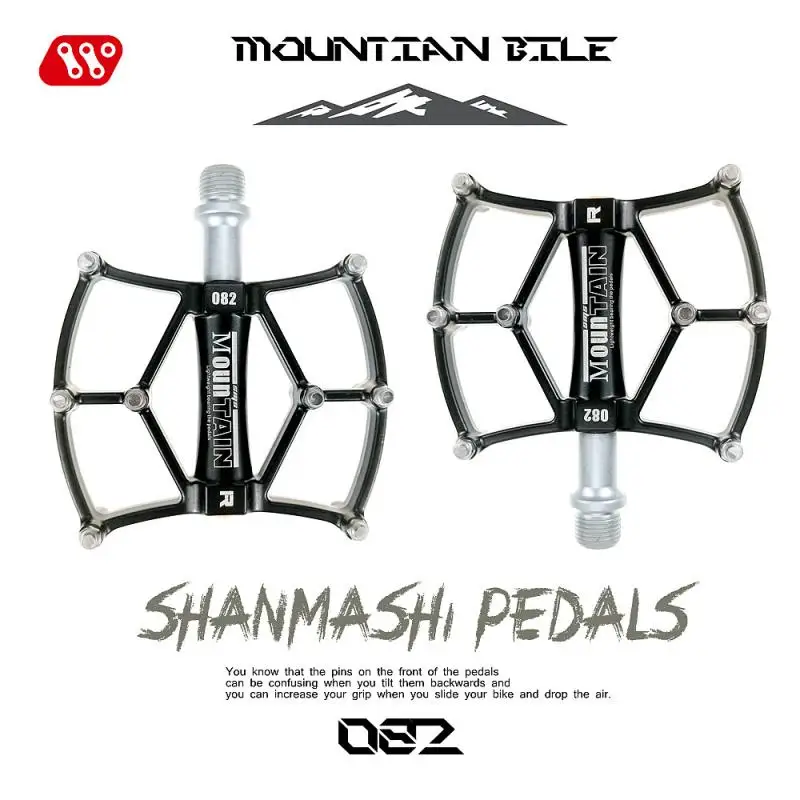 

Aubtec SMS 082 Bicycle Pedal 3 Bearing Large Aluminum Alloy Mountain Bike Pedals Road Cycling Pedals UltraLight With Foot Nails