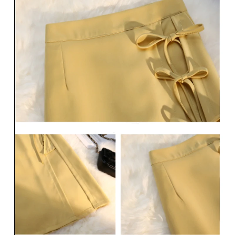 

Asymmetrical Women's Skirts 2021 Summer Mid-Calf Office Lady Work Skirts Bow Korean Fashion Gothic Clothes Harajuku Skirts KS731