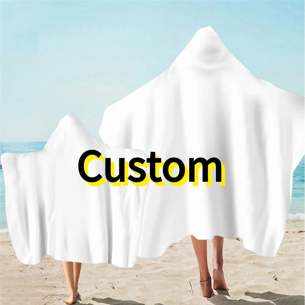 

3D Digital Printing Personalized Customization Hooded Towel Wearable Bath Towel For Adults Kids Travel Microfiber Beach Towels