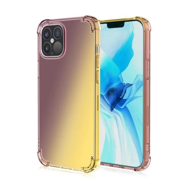 

Mix Color Phone Case For Iphone12 four-corner anti-fall For Apple 12 mobile phone case gradient color iridescent applicable