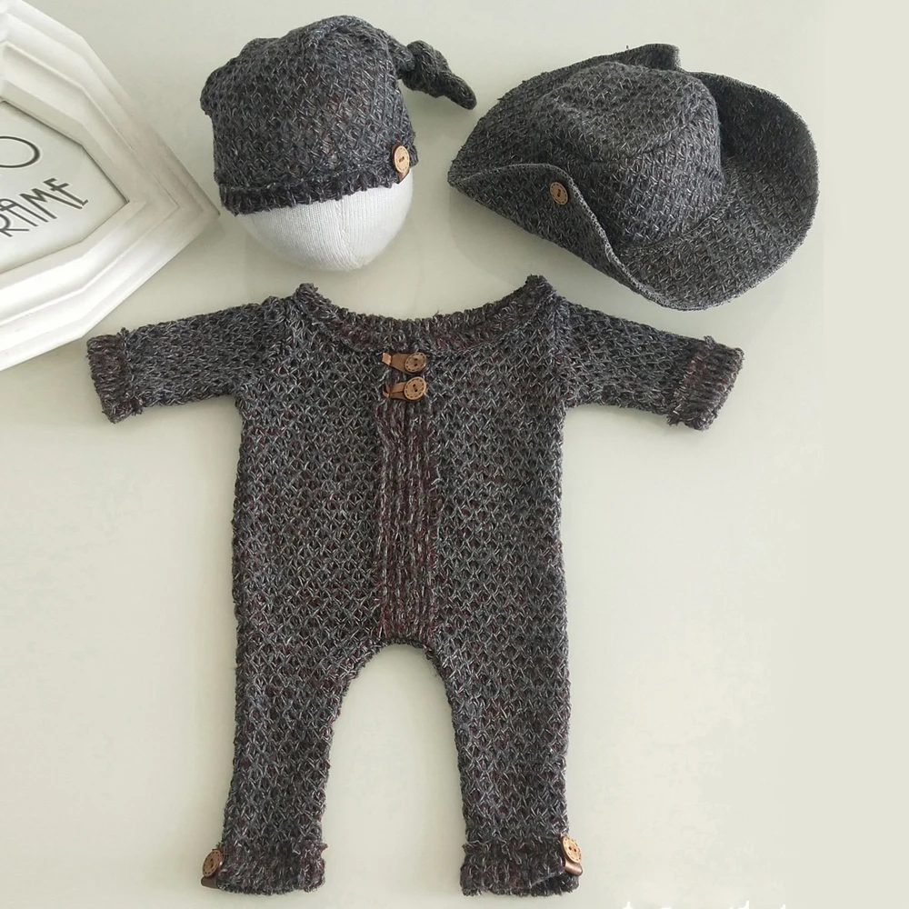 Ylsteed Newborn Baby Bodysuit Little Gentleman Clothes Hat Set Infant Photography Outfits Boy Photo Props Jumpsuit |