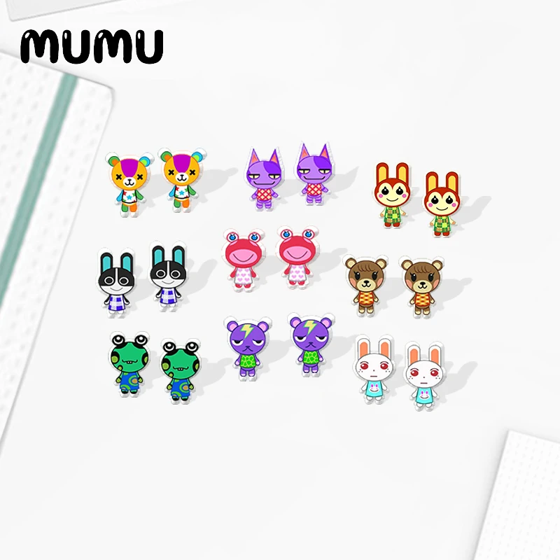 

2020 New Animal Crossing Stud Earring Funny Animals Acrylic Earrings Epoxy Resin Jewelry Gifts For Girl