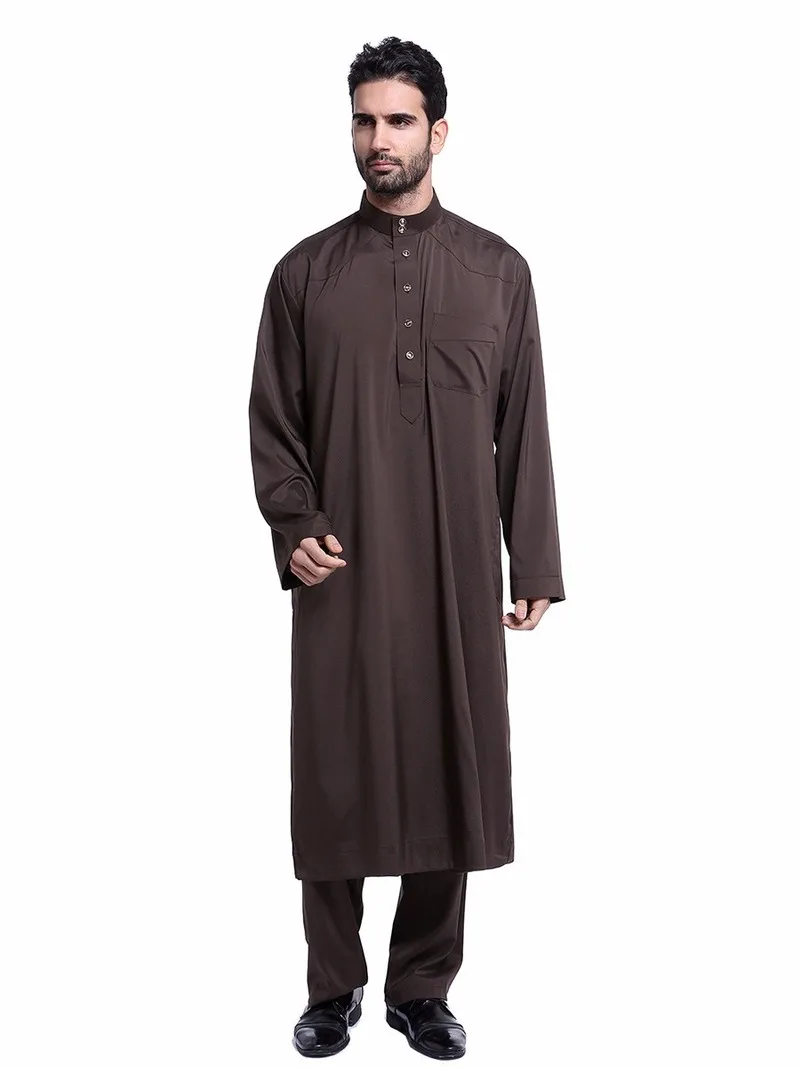 Large Size New Polyester Hot Sale Adult Islamic Mens Abaya Muslim Jilbab Clothing Men's Ethnic Middle East Arab Robes Sets th805