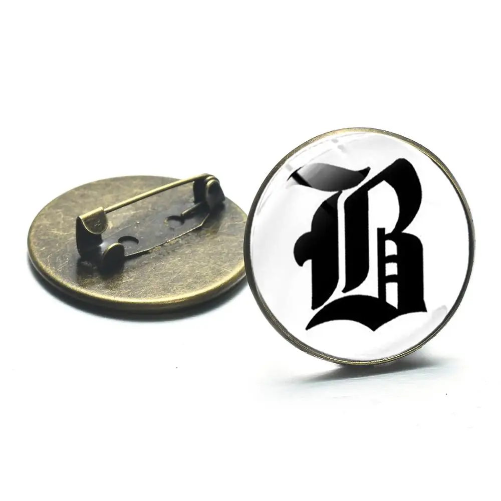 Азиатских Новая Коллекция старый английские буквы Броши A-Z Алфавит кабошоны