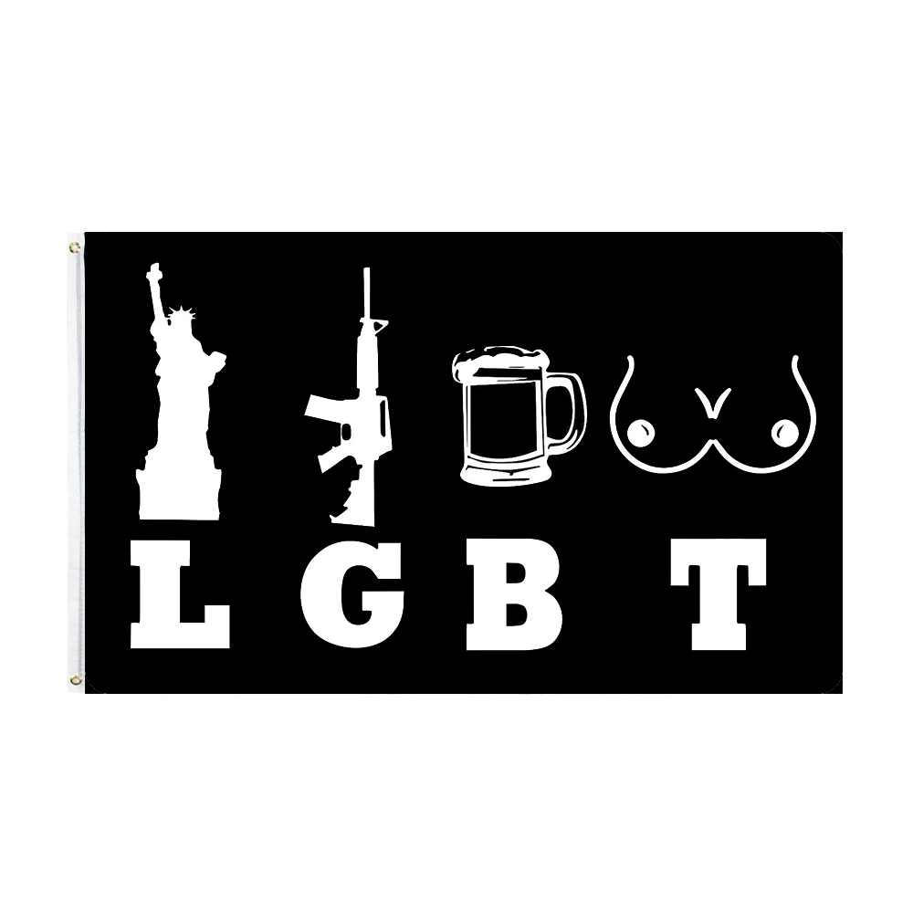 

Xiangying 90x150cm LGBT Liberty Guns Beer And Trump Flag