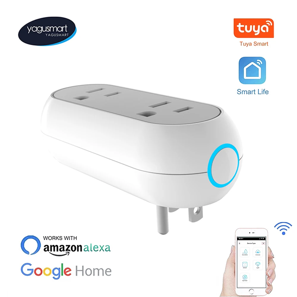 

Умная розетка Yagusmart Tuya Wi-Fi, работает с Alexa Google Home, работает с приложением IFTTT, 2 умными настенными розетками США, Wi-Fi 2,4G