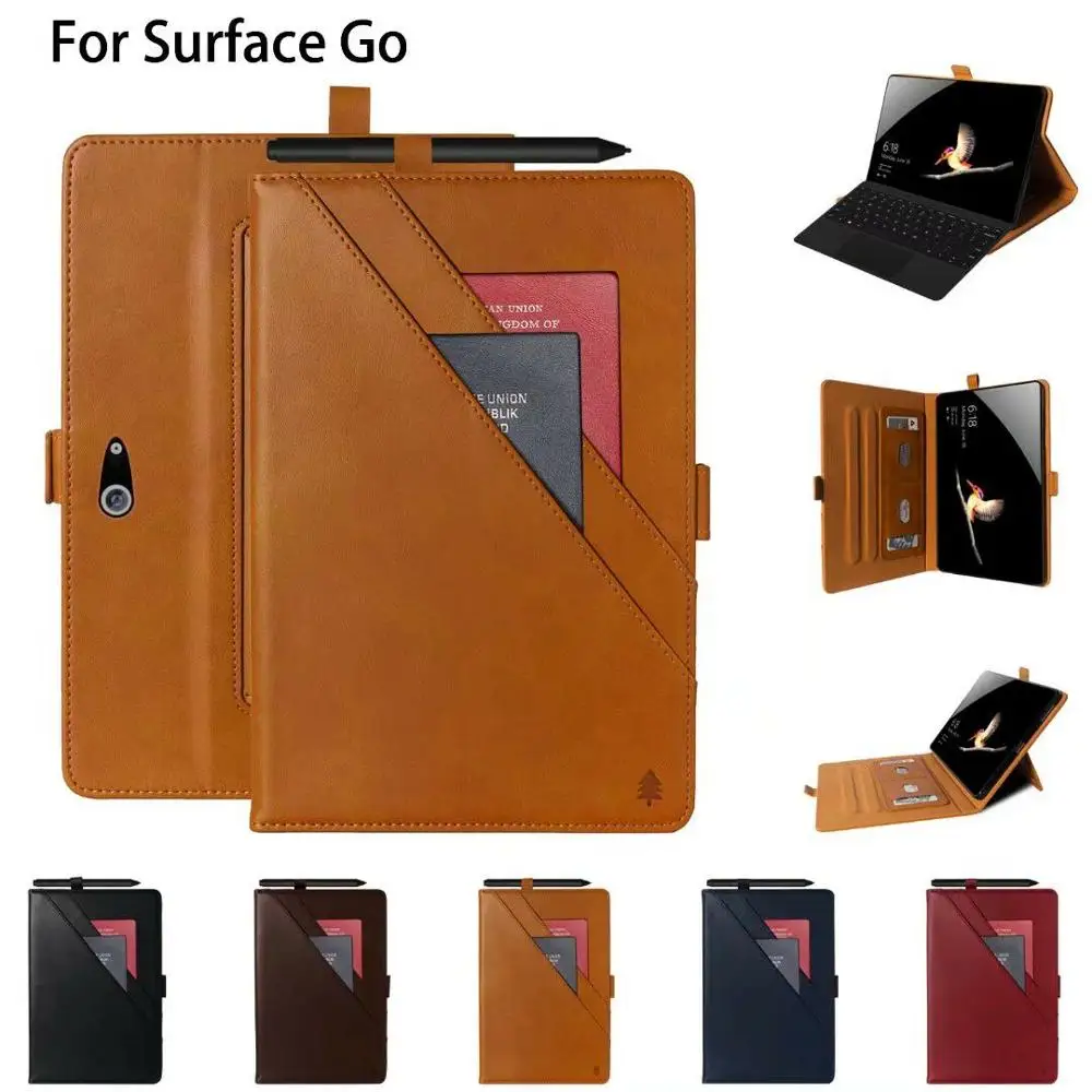 

Leather Tablet Case For Microsoft Surface GO 10.1 Multifunction Flip Stand Protective Cover For Surface GO Pen Slot Holder EEMIA