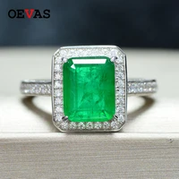 oevas 100 925 sterling silver vintage 810mm emerald wedding ring anniversary sparkling high carbon diamond party fine jewelry