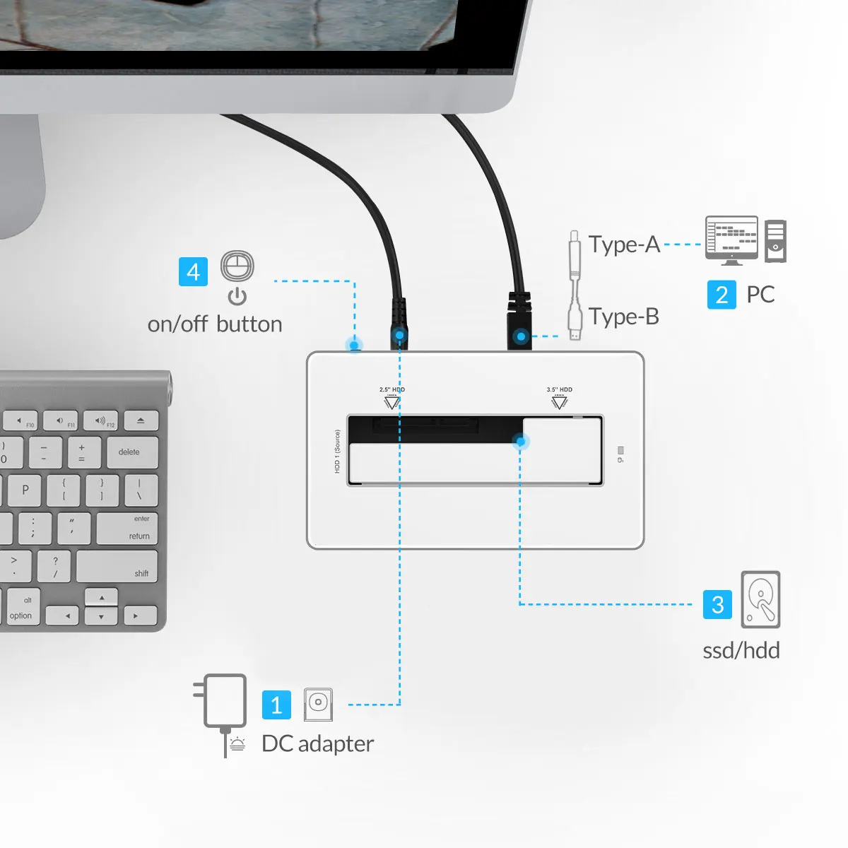 Чехол для жесткого диска ORICO 2,5 3,5 '', док-станция для жесткого диска SATA-USB 3,0, корпус для жесткого диска с поддержкой UASP, алюминиевый чехол для жесткого диска, без инструментов, SSD