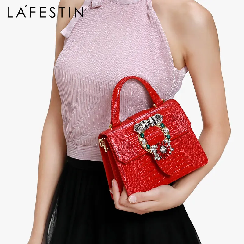 LAFESTIN роскошная женская сумка новинка 2019 модная на плечо со стразами почтальон Bolsa