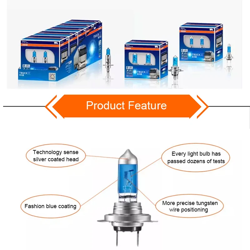 Фары OSRAM H7 H4 H3 H1 24 В для грузовиков X мощные галогенные осветляющие и отбеливающие