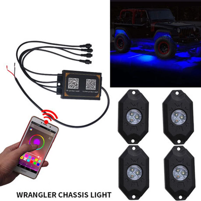 

Автомобильный светодиодный 12 SMD RGB атмосферный светильник для грузовика шасси освещение для мобильного управления Водонепроницаемый палуб...