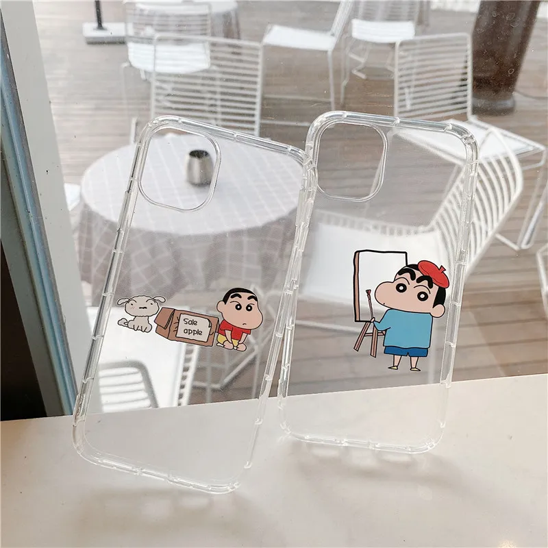 

Funny Cartoon Crayon Shinchan Phone Case For iPhone 12 6 6S 7 8 Plus X XS MAX XR Case Airbag Clear Soft TPU Back Cover Case