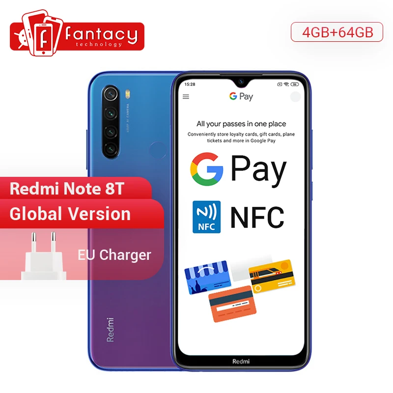 Xiaomi Redmi Note 8 T 4 Гб ОЗУ 64 ПЗУ Восьмиядерный процессор Snapdragon 665 6 3 дюйма 48 МП камеры 4000