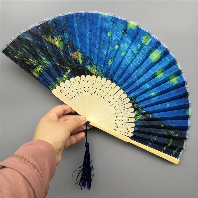 

Chinese Style 6-inch Female Single-sided Cloth Hand Fan Famous Painting Folding Fan Cheongsam Fan Photography Eventail A Main
