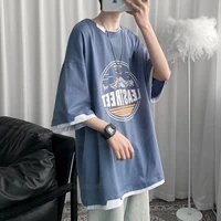 hong kong style vacation two t shirts boys short sleeved summer fashion loose weight cotton half sleeve casual light ripe wind r