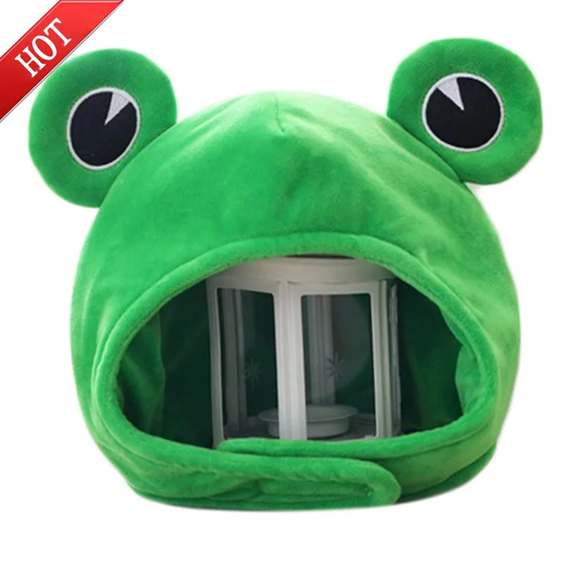 

Funny Big Frog Eyes Cartoon Plush Hat Toy Green Headgear Cap Bunny Hat Cosplay Costume