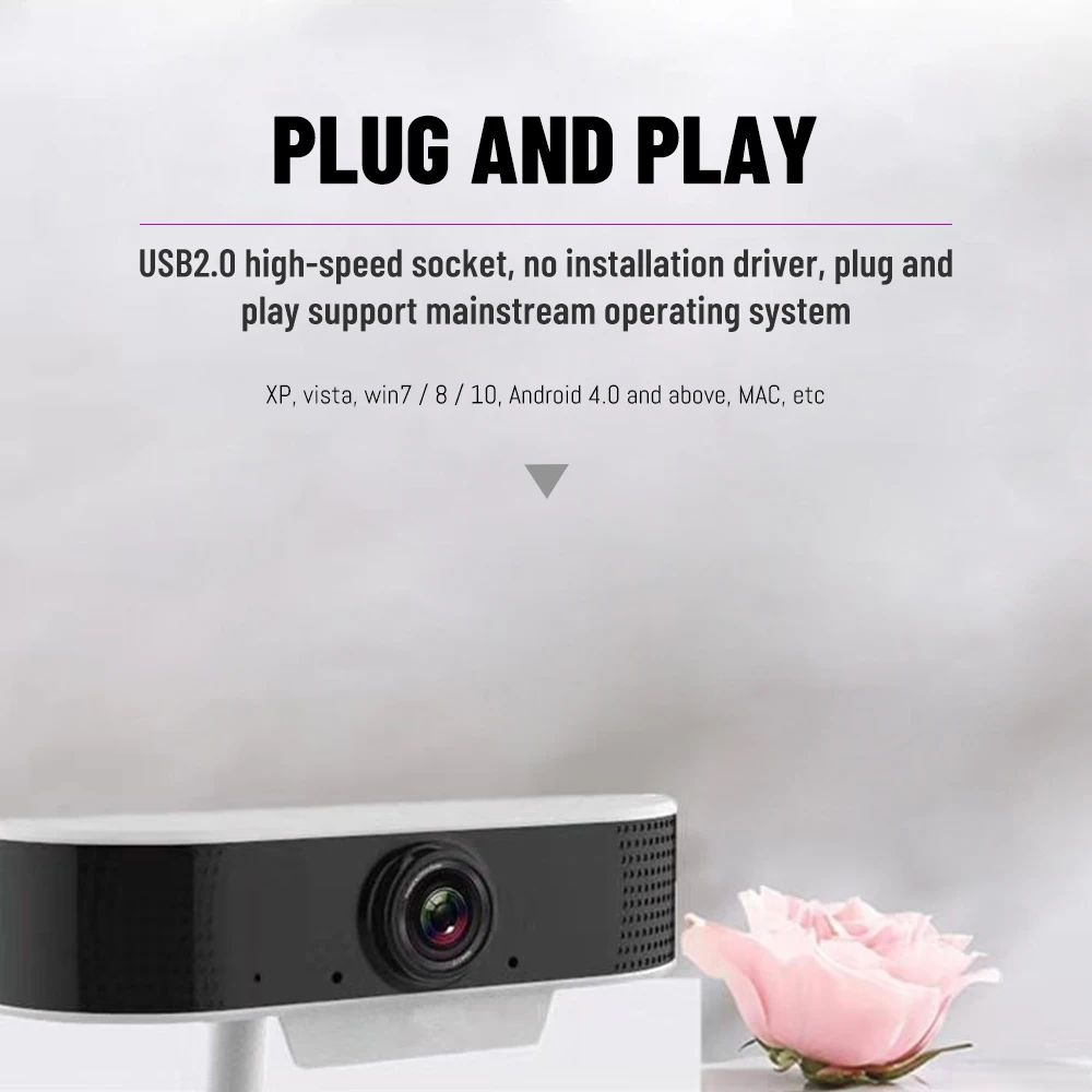 Podofo Webcam 1080P HD usb Plug Web Camerawith MIC Microphone webcam cover for laptops PC Computer For Win 7 8 10 Linux | Компьютеры и