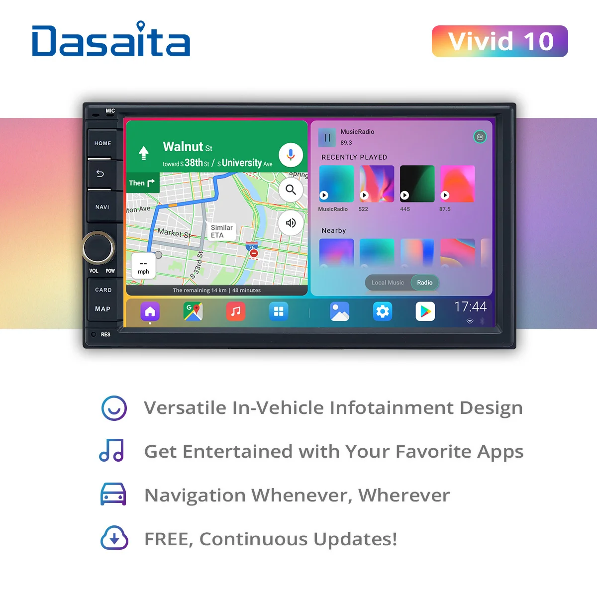 

Dasaita Vivid 7" 2 Din Car Radio for Universal Nissan Toyota Android Vehicle GPS Navigation Multimedia Player Wireless Carplay