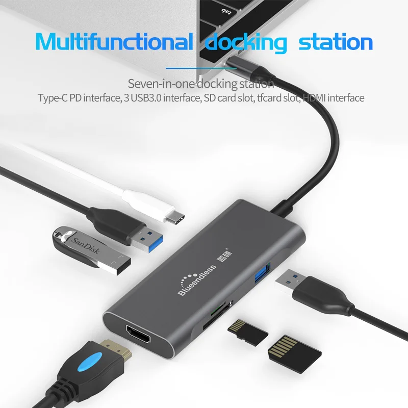 Blueendless Мульти USB 3,0 HDMI адаптер для разветвителя 3 порта USB C концентратор USB-C type C 3,1 Для MacBook Pro Аксессуары USB C концентратор