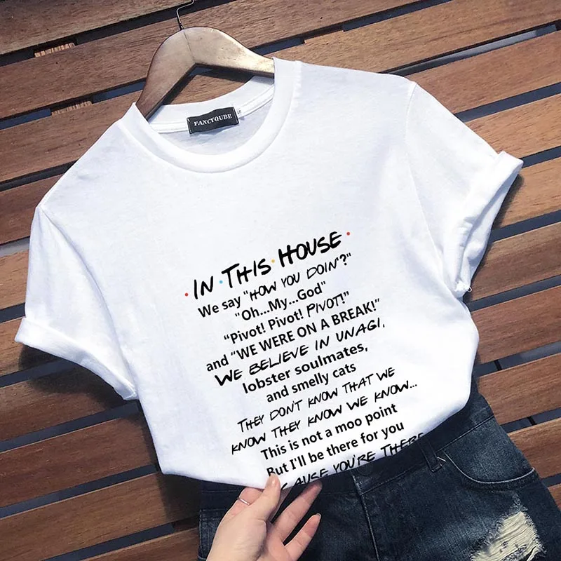 Футболка с готическим рисунком Friends Tee Harajuku женская футболка с буквенным принтом с коротким рукавом и круглым вырезом Женские топы