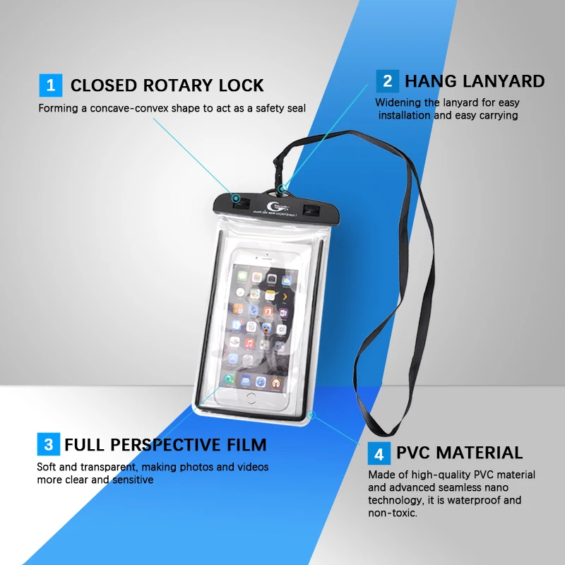 Водонепроницаемый чехол для сотовых телефонов плавания подводный с диагональю 3