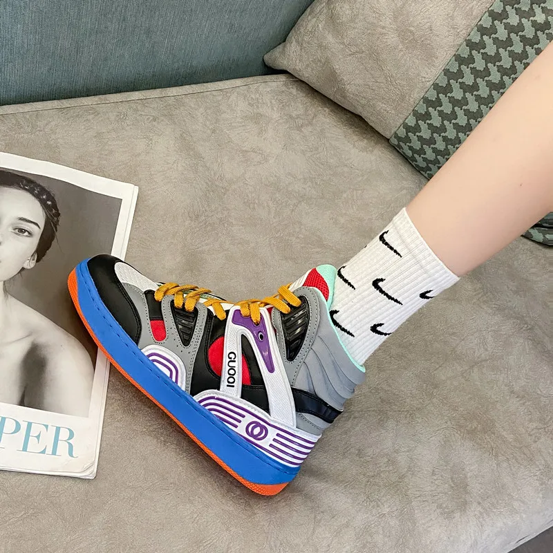 

Designer Sneakers Women Chunky Shoes 2021 Fashion Breathable High Top Sport Trainers Casual Platform Sneakers Women Basket Femme