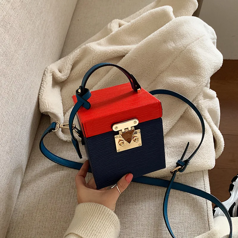 Женская сумка контрастных цветов мини-сумка с замком сумка-мессенджер от