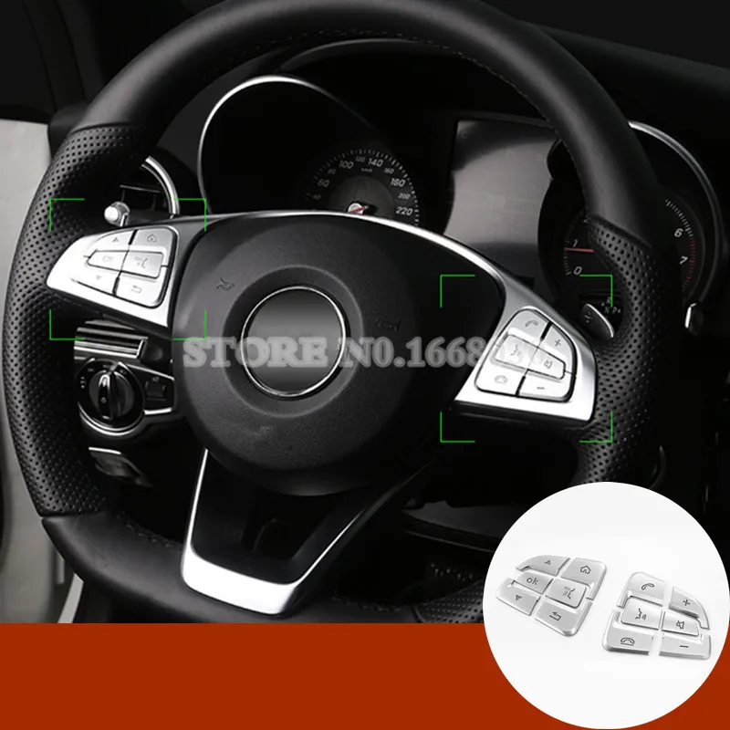 

Interior Steering Wheel Button Trim Cover 12pcs For Benz C Class W205 S205 2014-2021 Car accesories interior Car decoration