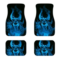4 piece car carpet all weather durable car carpet with blue skull protection car interior rubber carpet general fit for most car