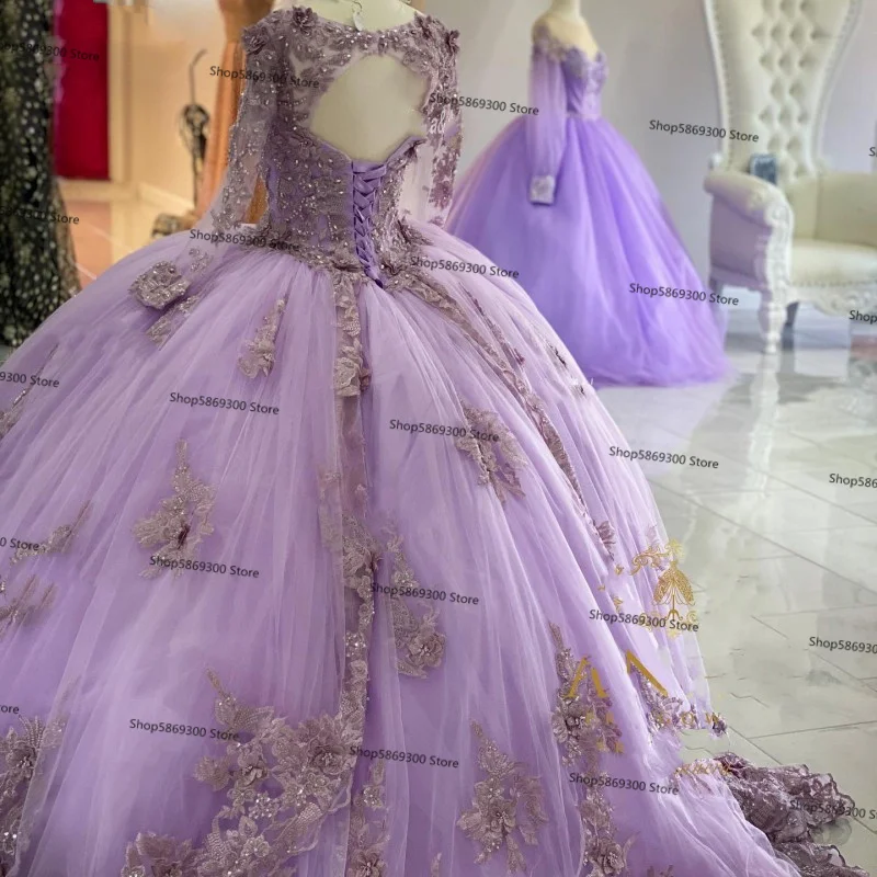 

Sweet 16 Lilac Quinceanera Dresses Lace Applique Girls 15 Years Birthday Dress Mexican Prom Gown 2021 Vestidos De XV Aos