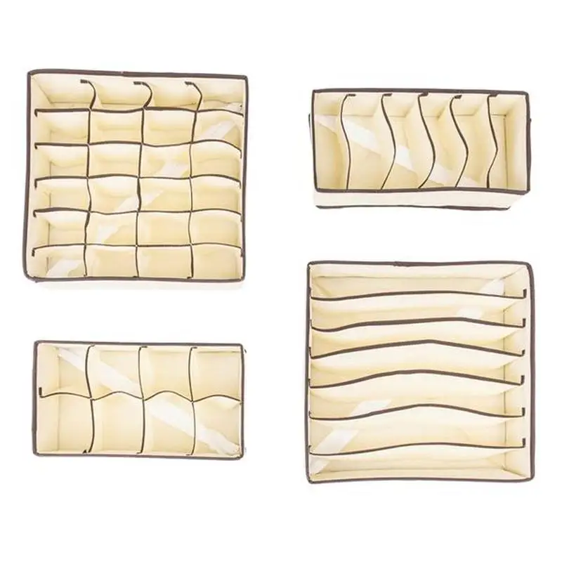 

4pcs Non-woven Fabrics Storage Boxes Beige