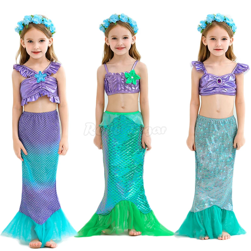 3 предмета в комплекте новинка юбка виде хвоста русалки для детей костюмы
