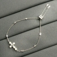 s925 sterling silver new product cross shaped pearl adjustable bracelet for women fashion bohemian style jewelry lover wedding