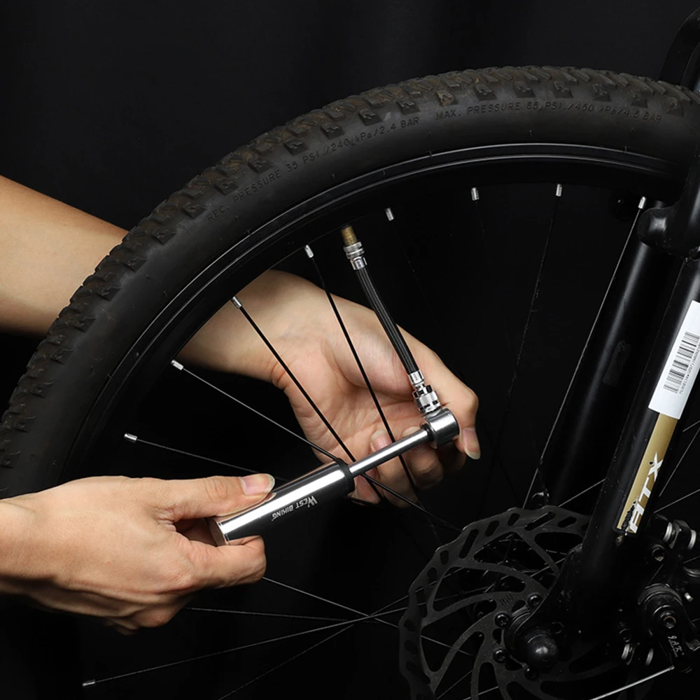 Велосипедный мини насос WEST BIKING ручной для накачки шин AV/FV горных