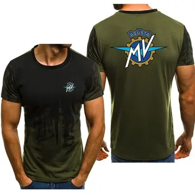 

2021 New Summer Men's T-shirt MV Agusta Logo Casual Cotton Slim Fit Gradient Color Men's Short Sleeve