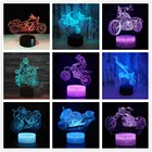 Мотоциклетные 3D ночники из акрила, сенсорная Настольная лампа с дистанционным управлением через USB, 7 цветов, подарок для детей, домашний декор для спальни, детское освещение для сна