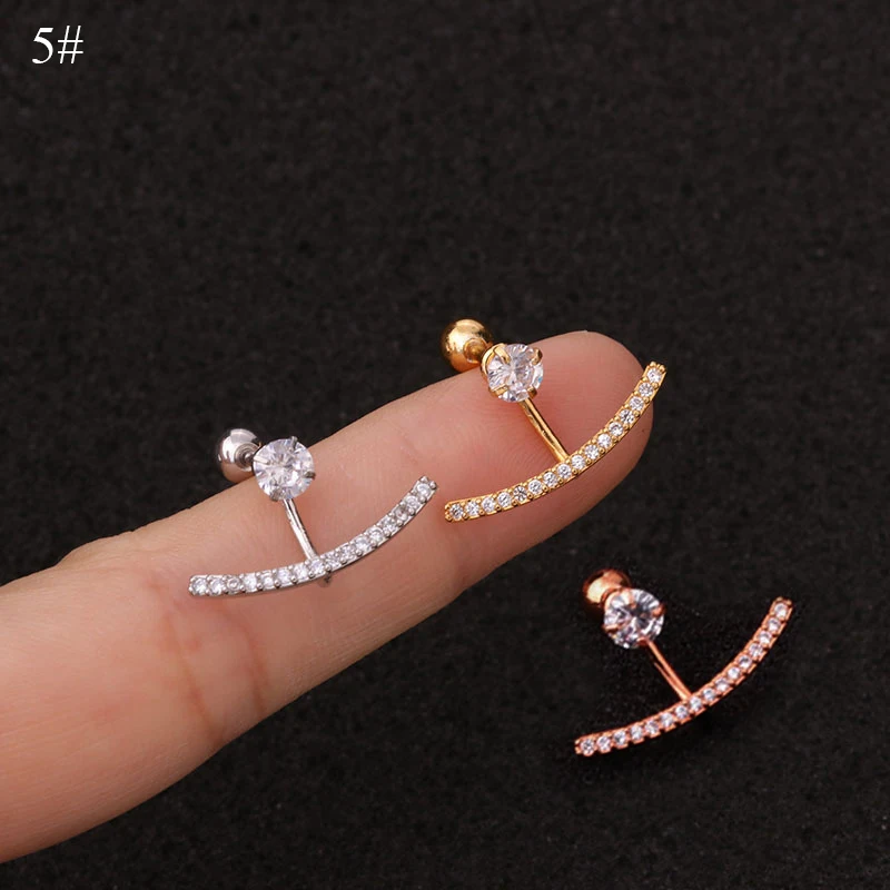 

Star Zircon Pendant CZ dangle ear piercing jewelry steel barbell Daith earrings helix Leaf Stud Barbell Earrings Punk Piercing