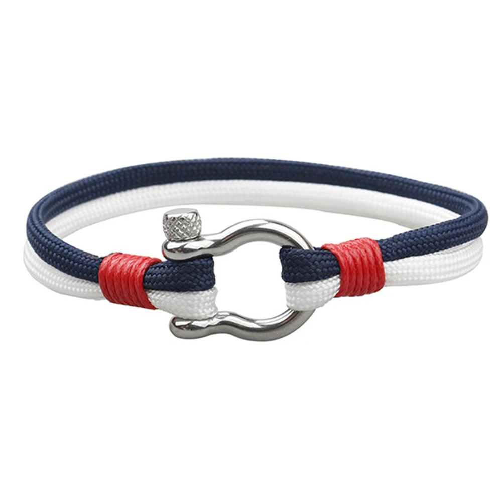 

Hot Soldier Style Sport Camping Parachute cord Survival Bracelet Men Women with Stainless Steel Shackle Buckle Fashion
