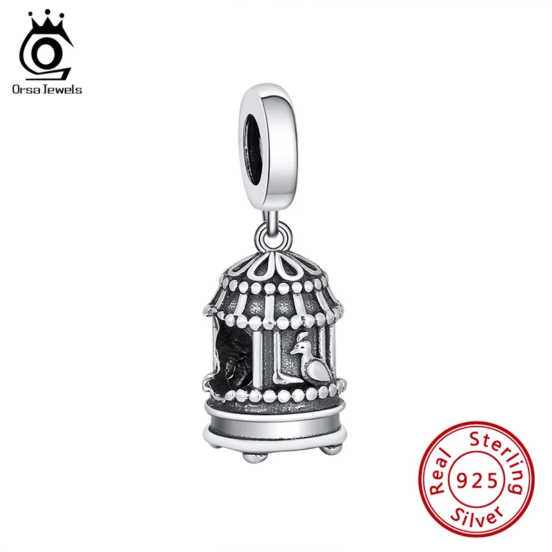 

ORSA JEWELS Стерлинговое Серебро 925 пробы ажурный Ретро звон колокольчик подвески для браслета DIY Изящные ювелирные изделия для женщин CB10