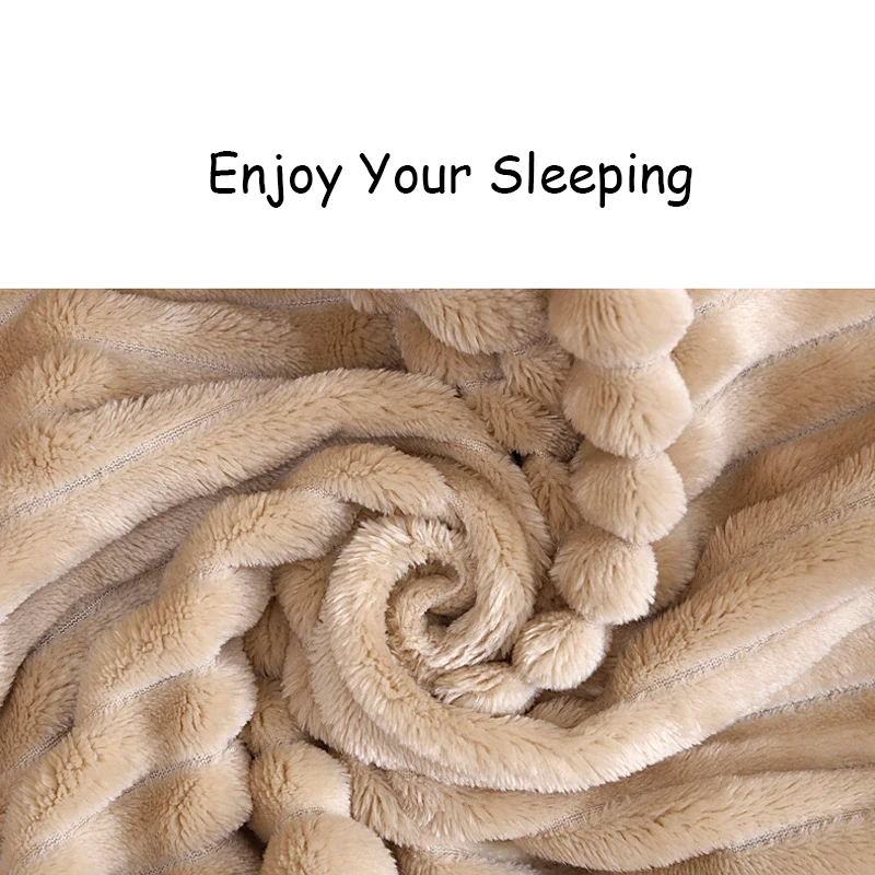 Мягкое Полосатое Флисовое одеяло для кровати гладкое Коралловое зимнее