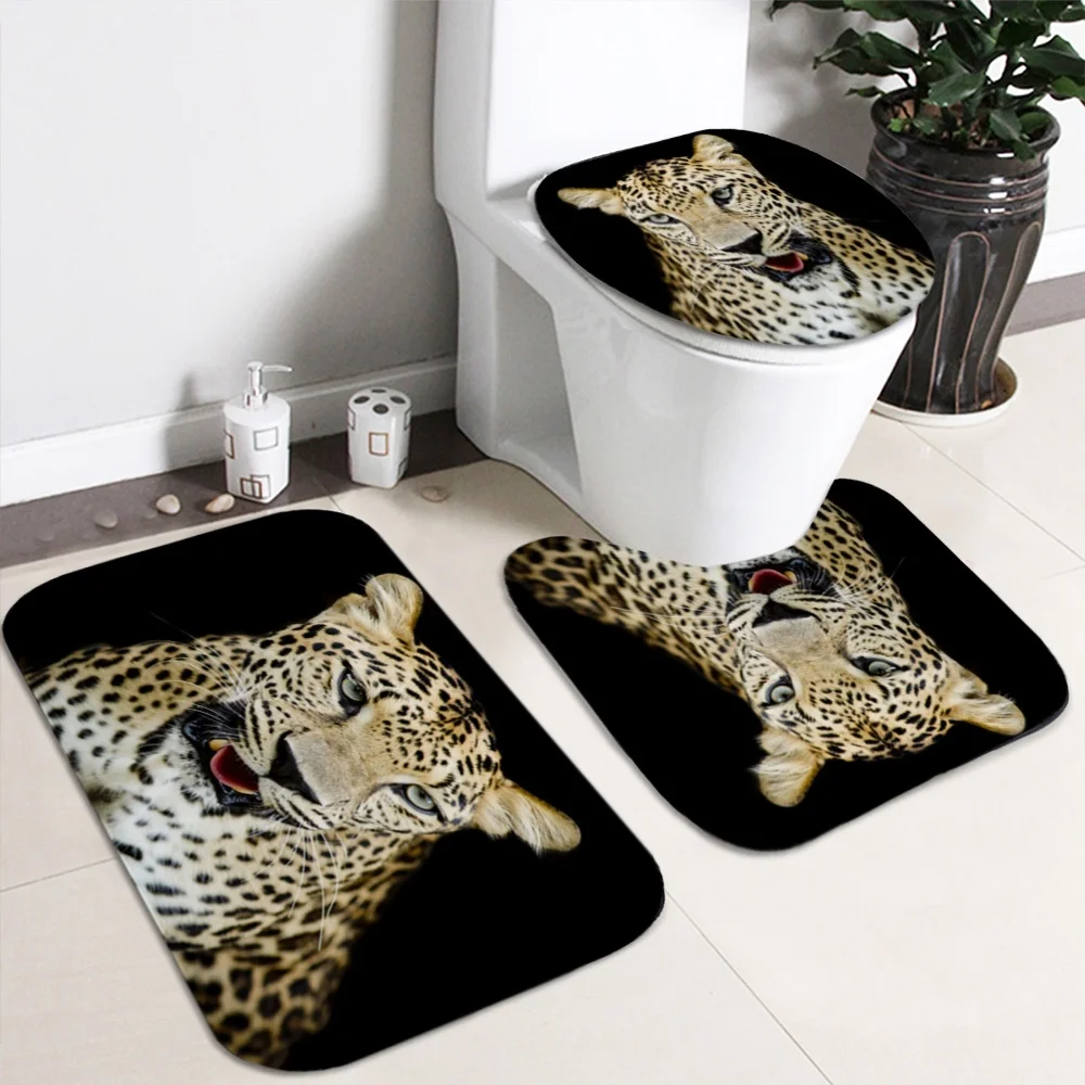 Модный чехол на крышку унитаза с леопардовым рисунком/набор коврик-подставка для