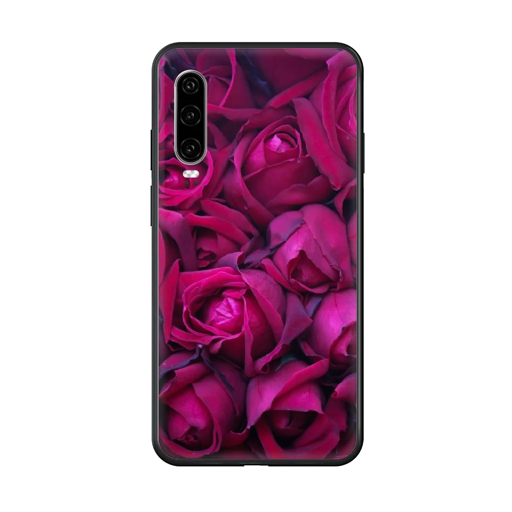 

Beautiful rose flower Phone case For Huawei P 30 10 20 40 Lite Smart Z Pro 2019 black back tpu cell cover trend prime silicone