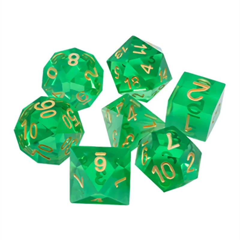 Ролевые игральные кости Набор из 7 D4 D6 D8 D10 D12 D20 прозрачные острые полимерные