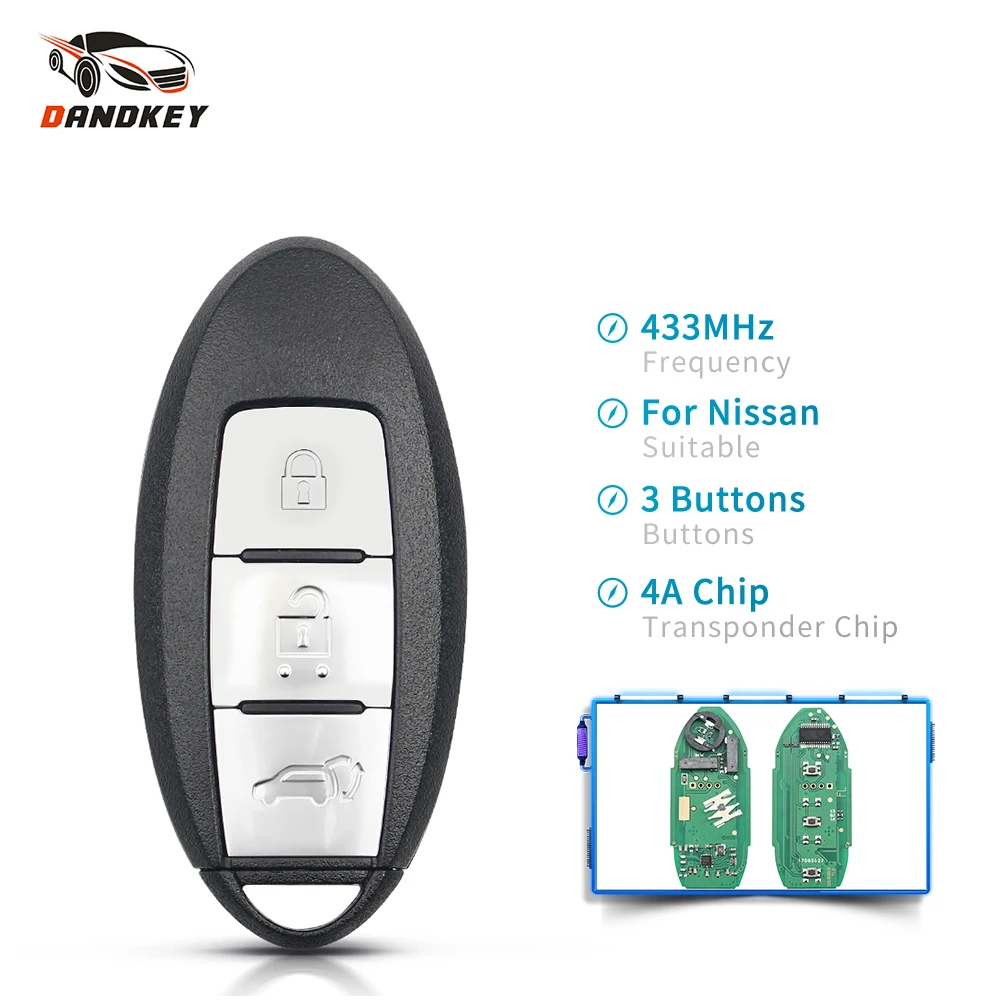 Dandkey Интеллектуальный Автомобильный ключ дистанционного управления Fob 433 МГц 2/3