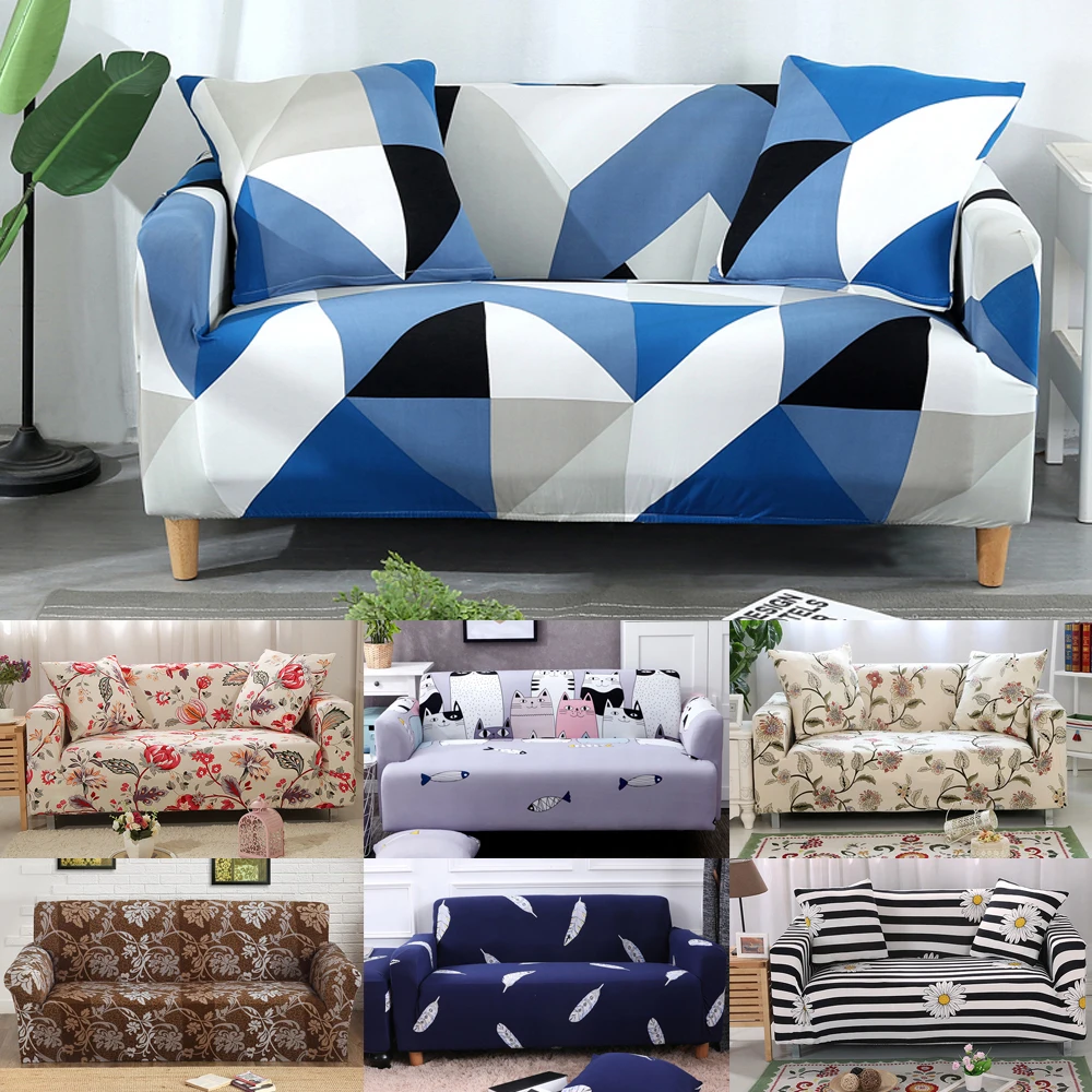 Эластичные разноцветные диванные чехлы покрывало стрейч для софы угловой формы