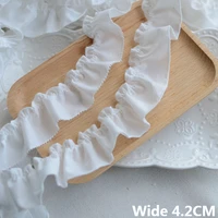 4 2cm wide white cotton ruffle 3d pleated fringe edge trim ribbon lolita garment home fabric bedding stitched lace sewing decor
