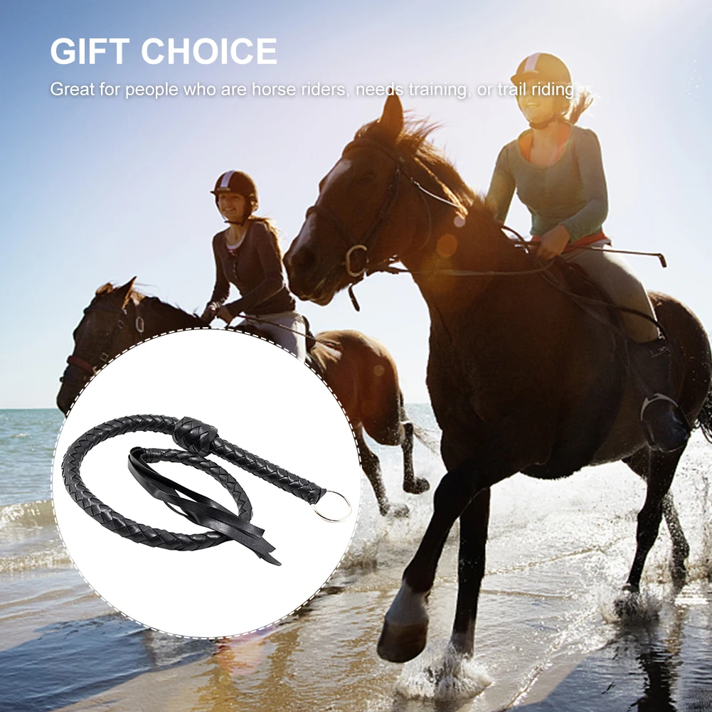 

Outdoor Sports Rider Equipment Role Plays Non Slip Handle Riding Crop PU Leather Lightweight Horse Whip Props Racing Braided