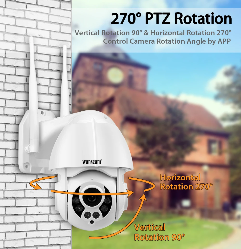 Wanscam 1080P WiFi IP камера обнаружения движения Автоматическое отслеживание PTZ 4X зум 2-way аудио P2P CCTV безопасности открытый купол Cam SD слот для карты