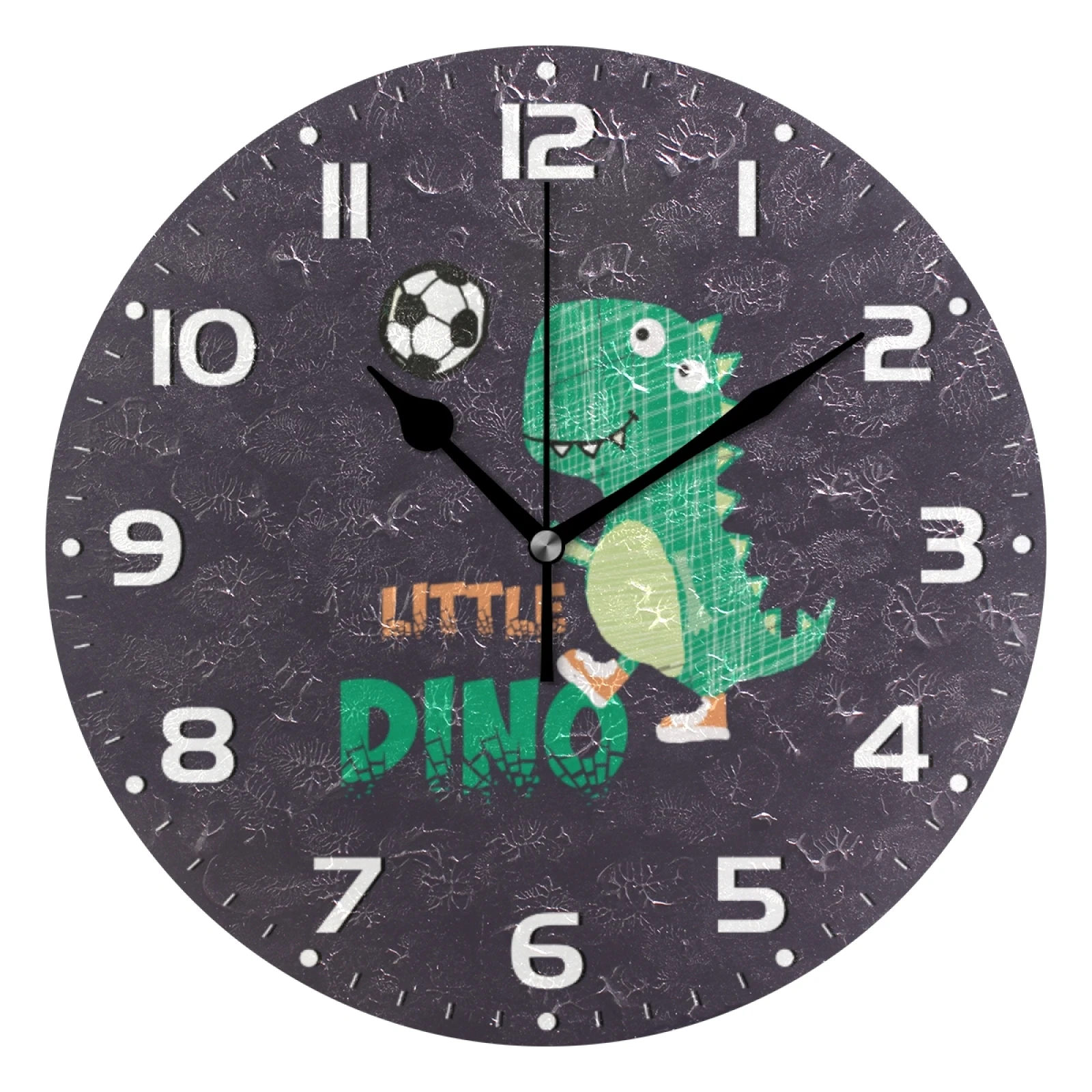 

25cm Round Dinosaur Hanging Wall Clock DIY Non Ticking Silent Wall Watch for Living Room Quiet Desk Clock Relogio De Parede